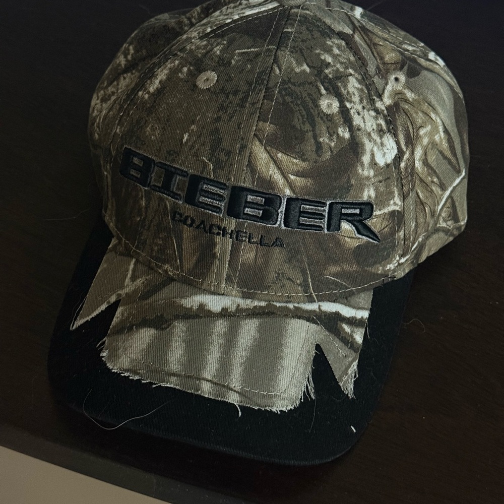 Camo Distressed Baseball Cap - Brown/Black